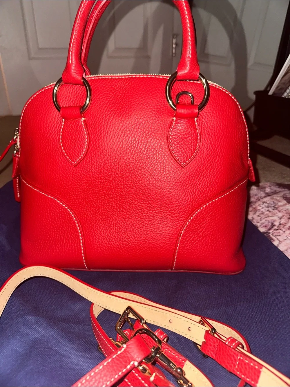 Dooney and Bourke red lucca leather domed satchel